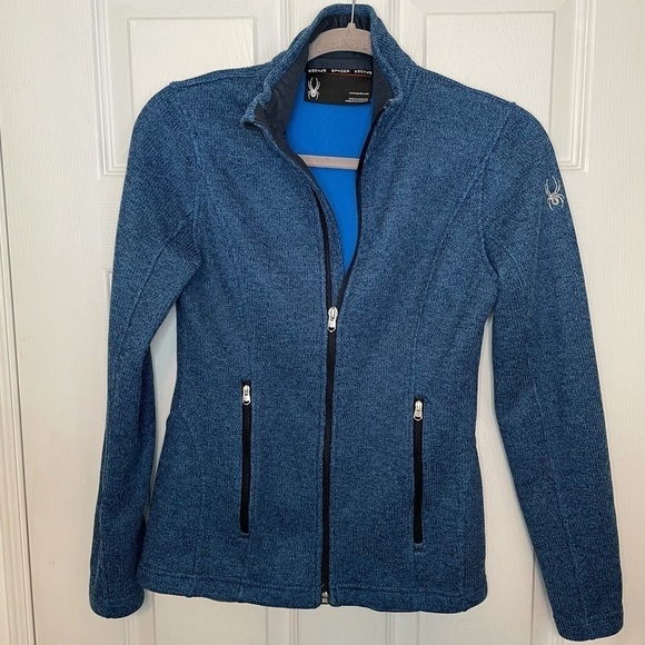 𝅺SPYDER Blue Fleece Zip Up Sweater Jacket Small - Picture 1 of 6